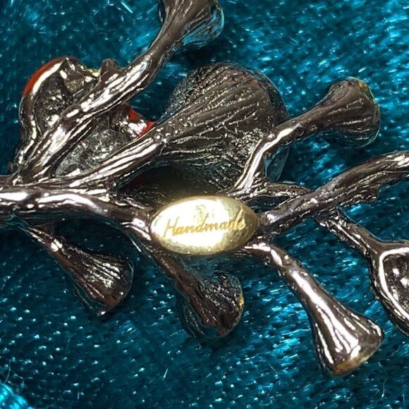 💛 Handmade 925 & 14k Yellow Gold Lady Bug Floral Gemstone Pendant - Picture 3 of 5